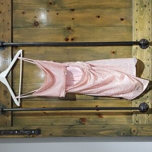 SHIMMER POWDER Pink club dress cut outs scalloped sequins Barbie Rave Going Out